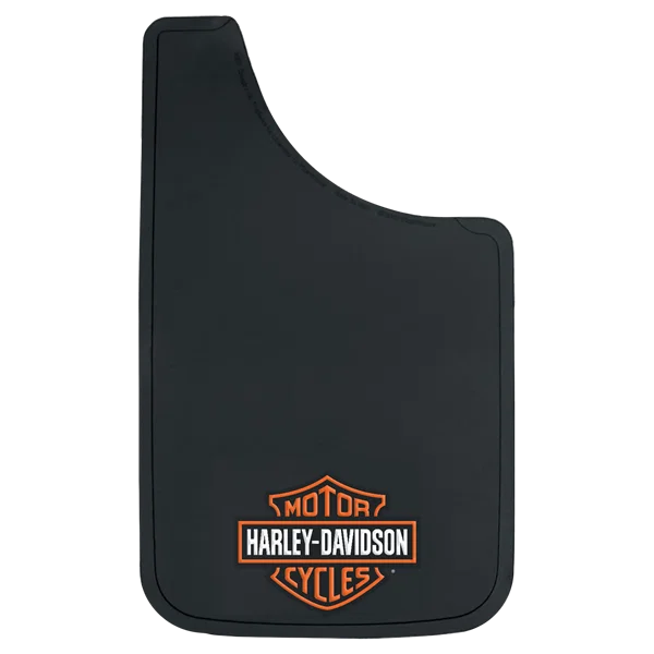 000524C01 – PLASTICOLOR Mud Flap, Universal 19 Inch Length x 11 Inch Width Set Of 2 Flat Harley-Davidson Logo Black P...
